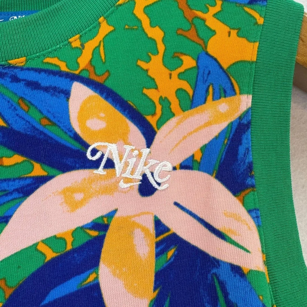 Nike Girls Size XL Green Floral Sleeveless Tank Dress Sporty Play Casual - Picture 4 of 6